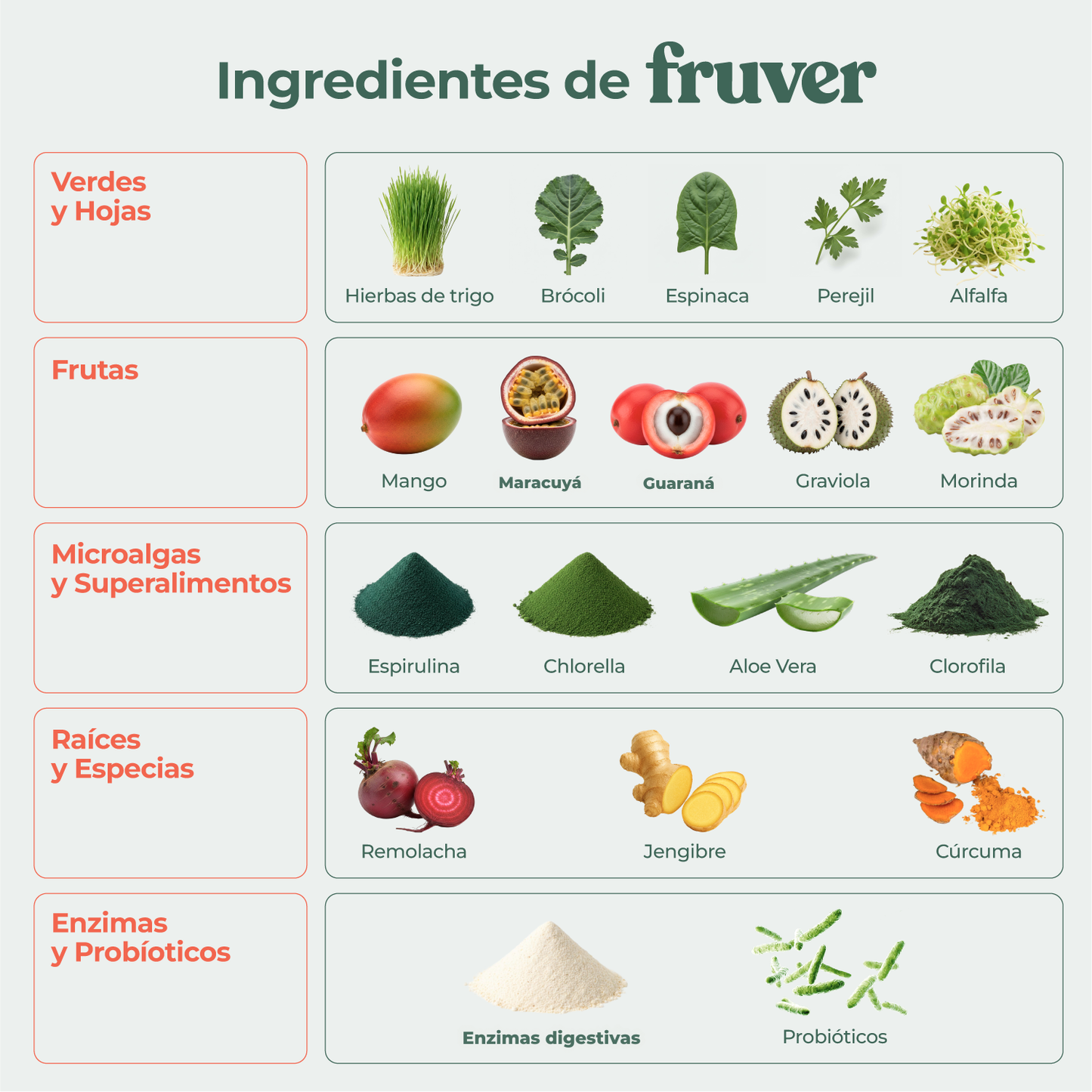 FRUVER Extractos de Frutas y Verduras en polvo 100% natural